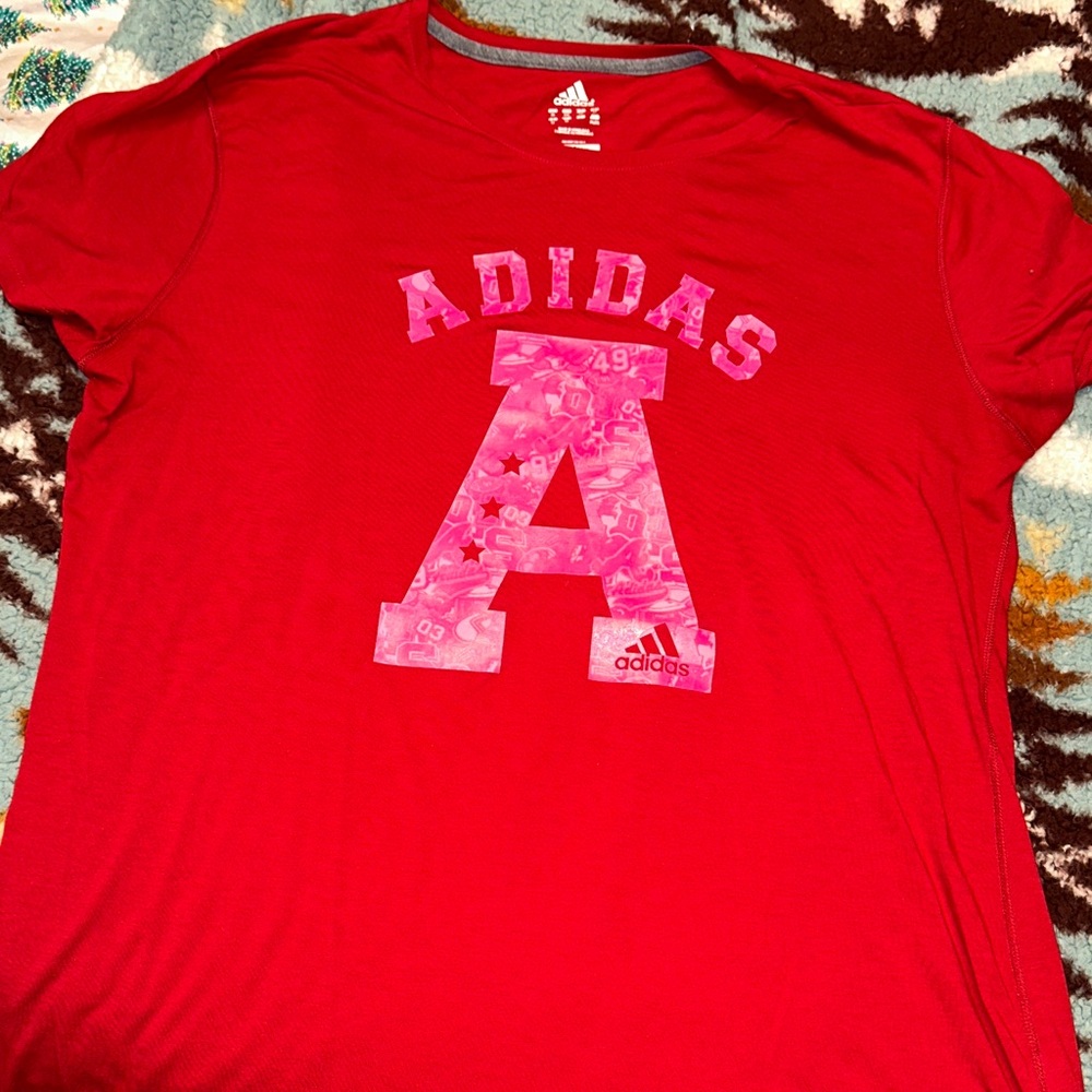 Adidas Scarlet Tee with Fuchsia Graphic